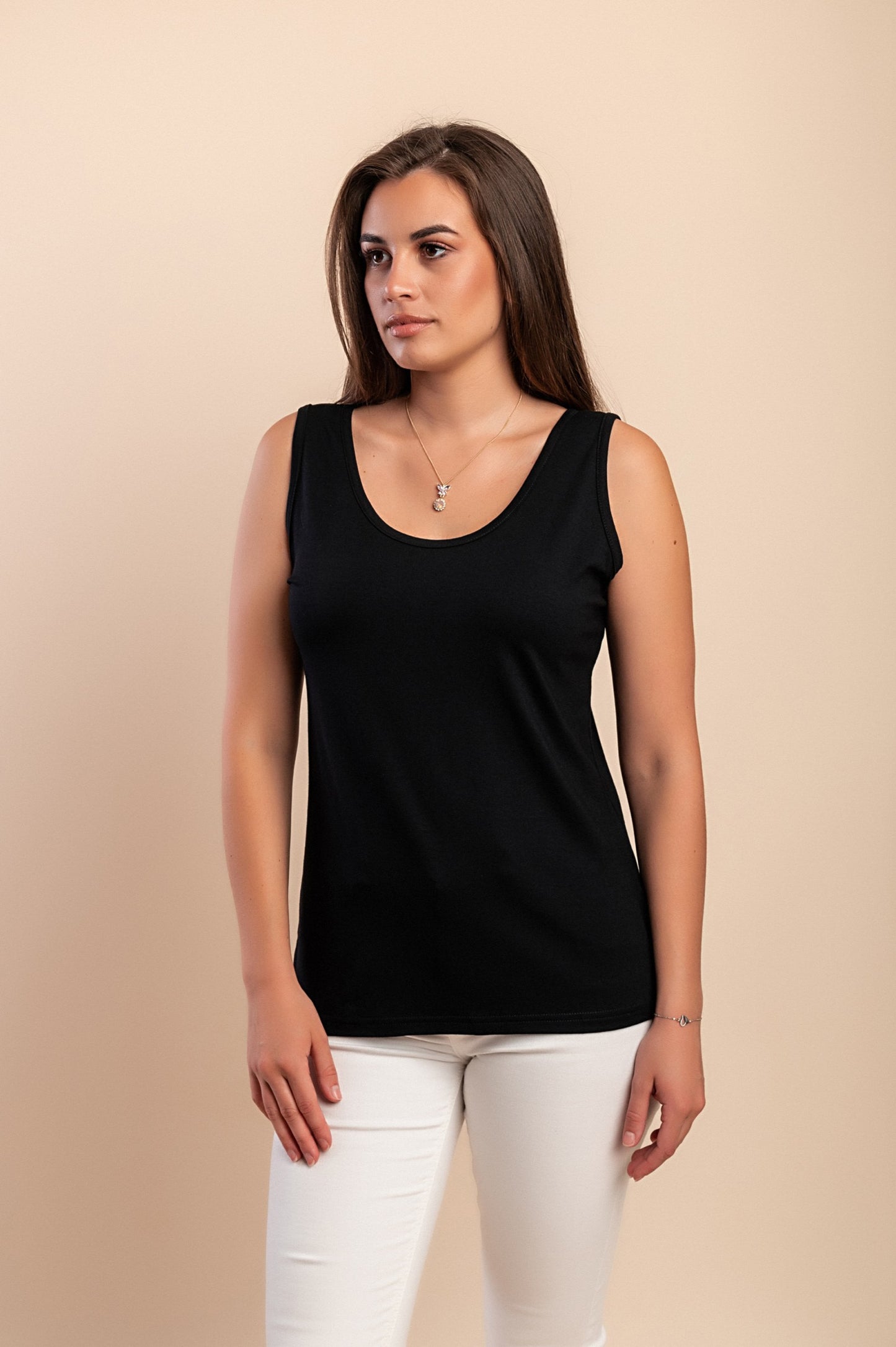 Top senza maniche in cotone, rosa