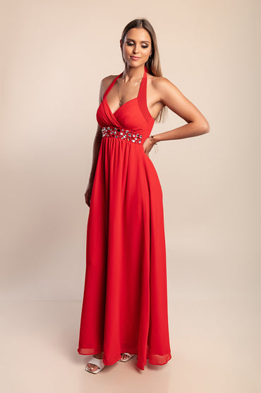 Elegante abito lungo, rosso