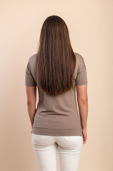 T-shirt in viscosa con dettaglio decorativo, beige