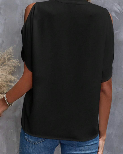 Blusa elegante ampia con scollo a "V", colore rosa chiaro