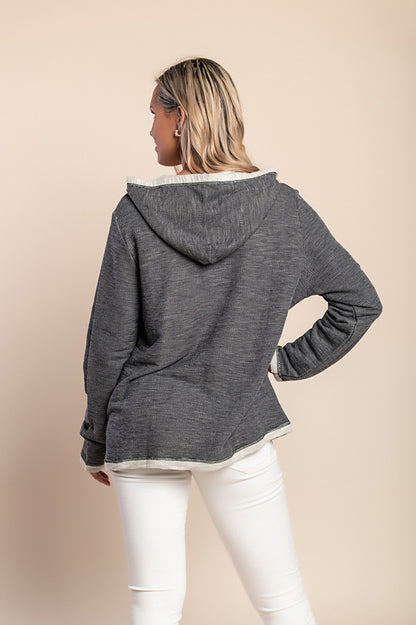 Top con cerniera, nero