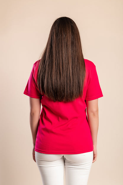 Maglietta stampata taglie forti, rosa
