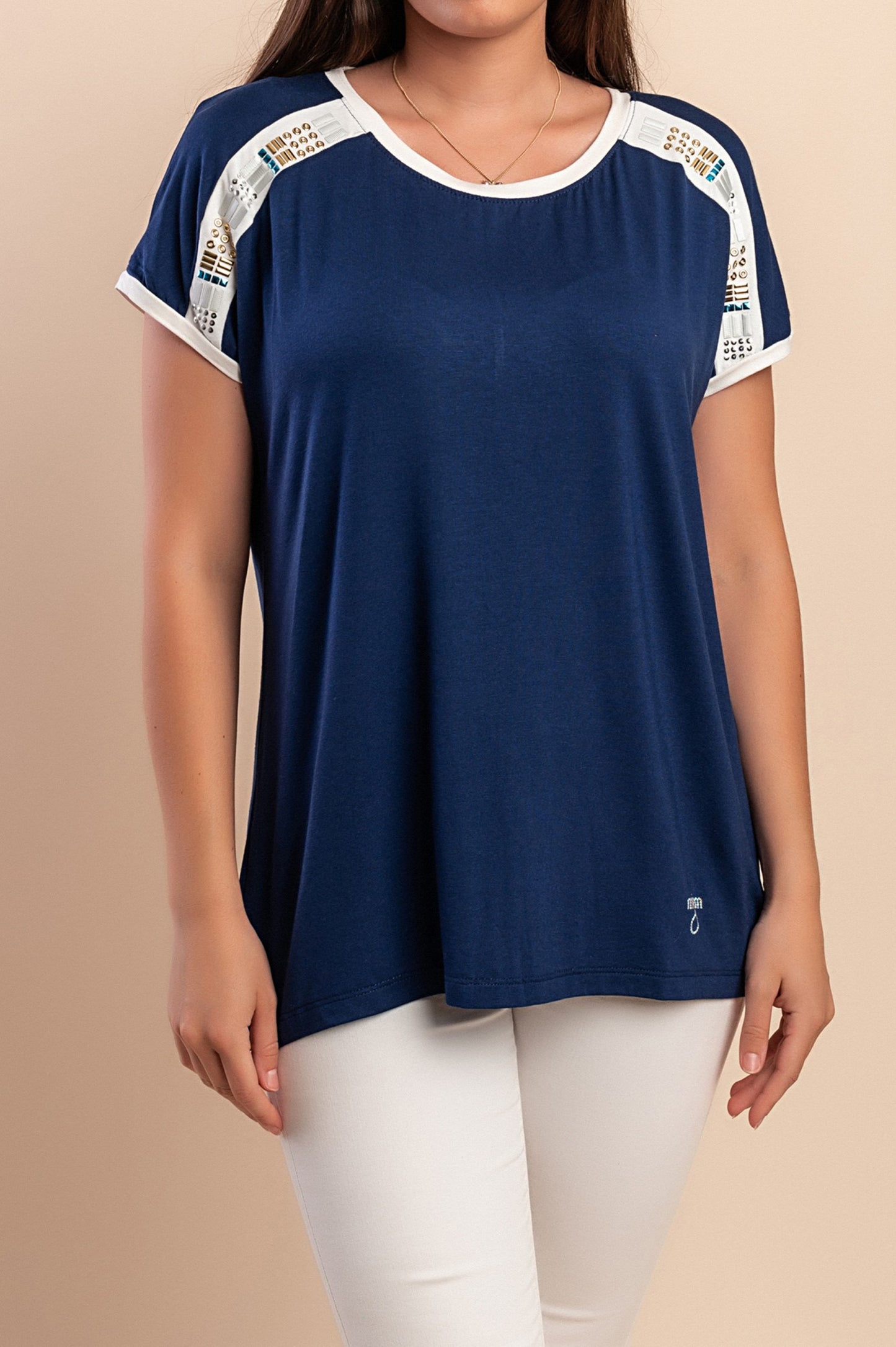 T-shirt in viscosa, blu scuro