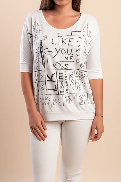 Maglietta con stampa, bianca