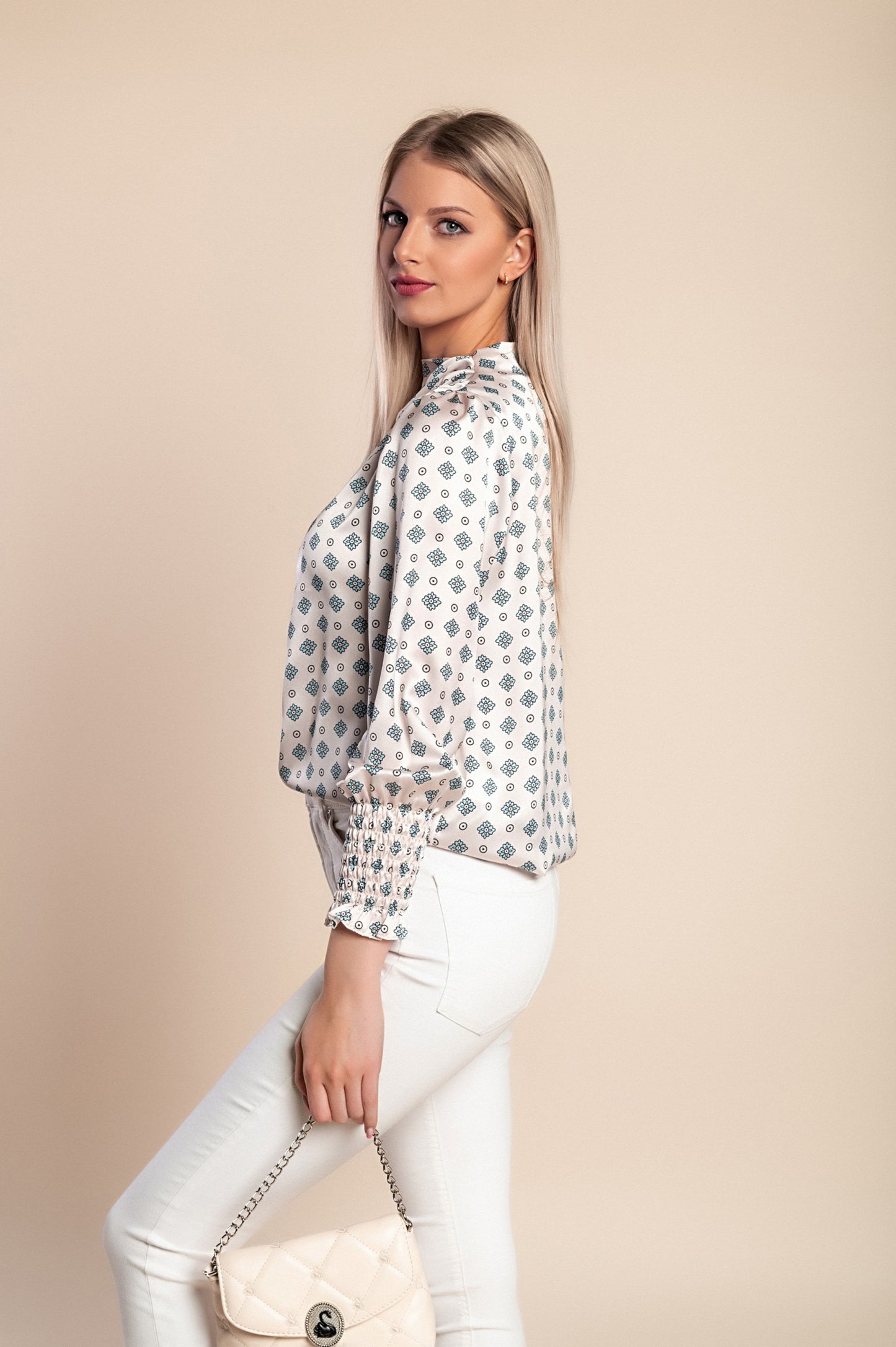 Camicetta stampata, colore beige