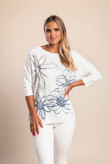 Maglietta a maniche 3/4, bianca