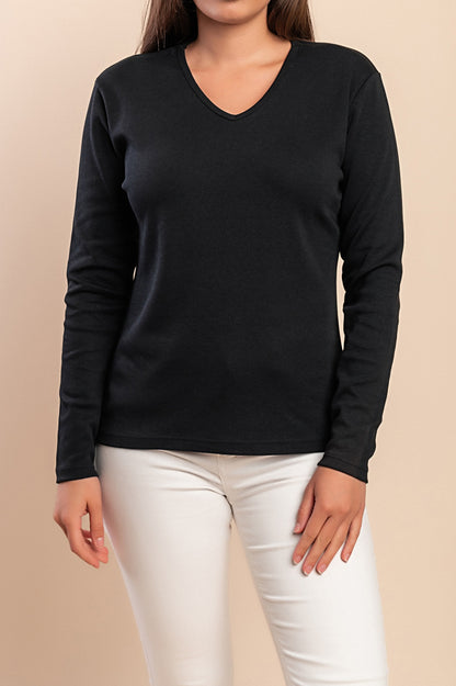 Maglia in cotone a maniche lunghe, nera