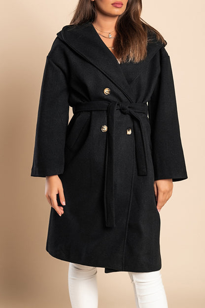 Cappotto elegante con cappuccio, nero