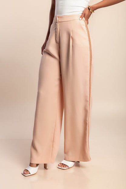 Pantaloni eleganti a gamba larga, rosa