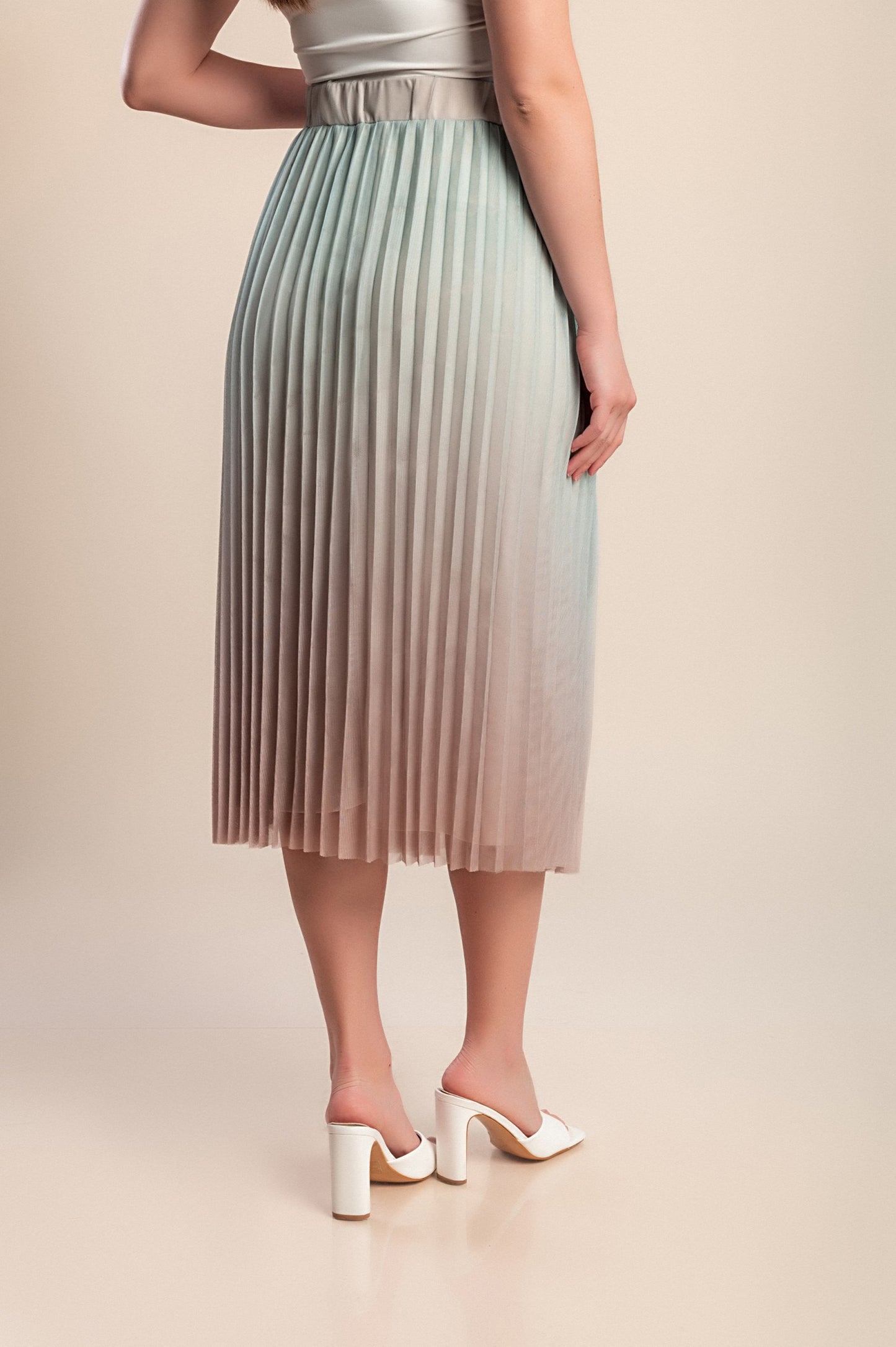 Gonna midi plissettata taglie forti, menta