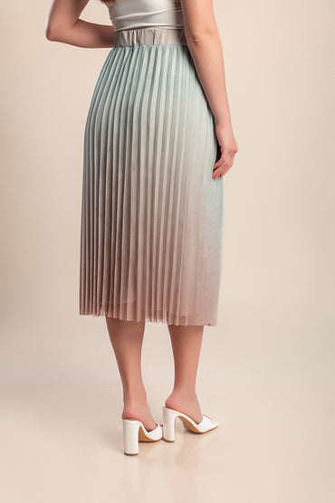 Gonna midi plissettata taglie forti, menta