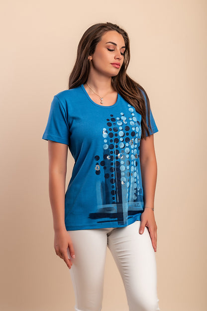 T-shirt stampata, blu