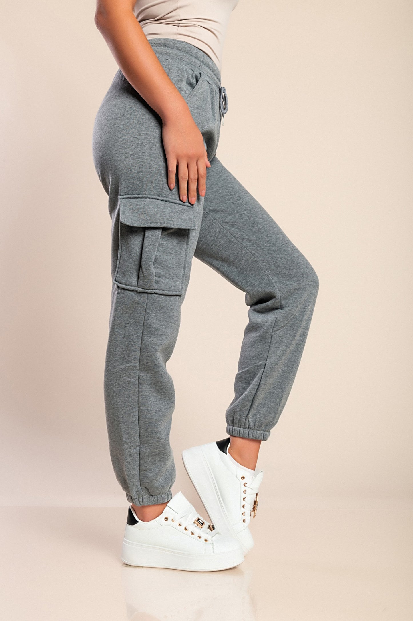 Pantaloni sportivi termici con tasche, grigio