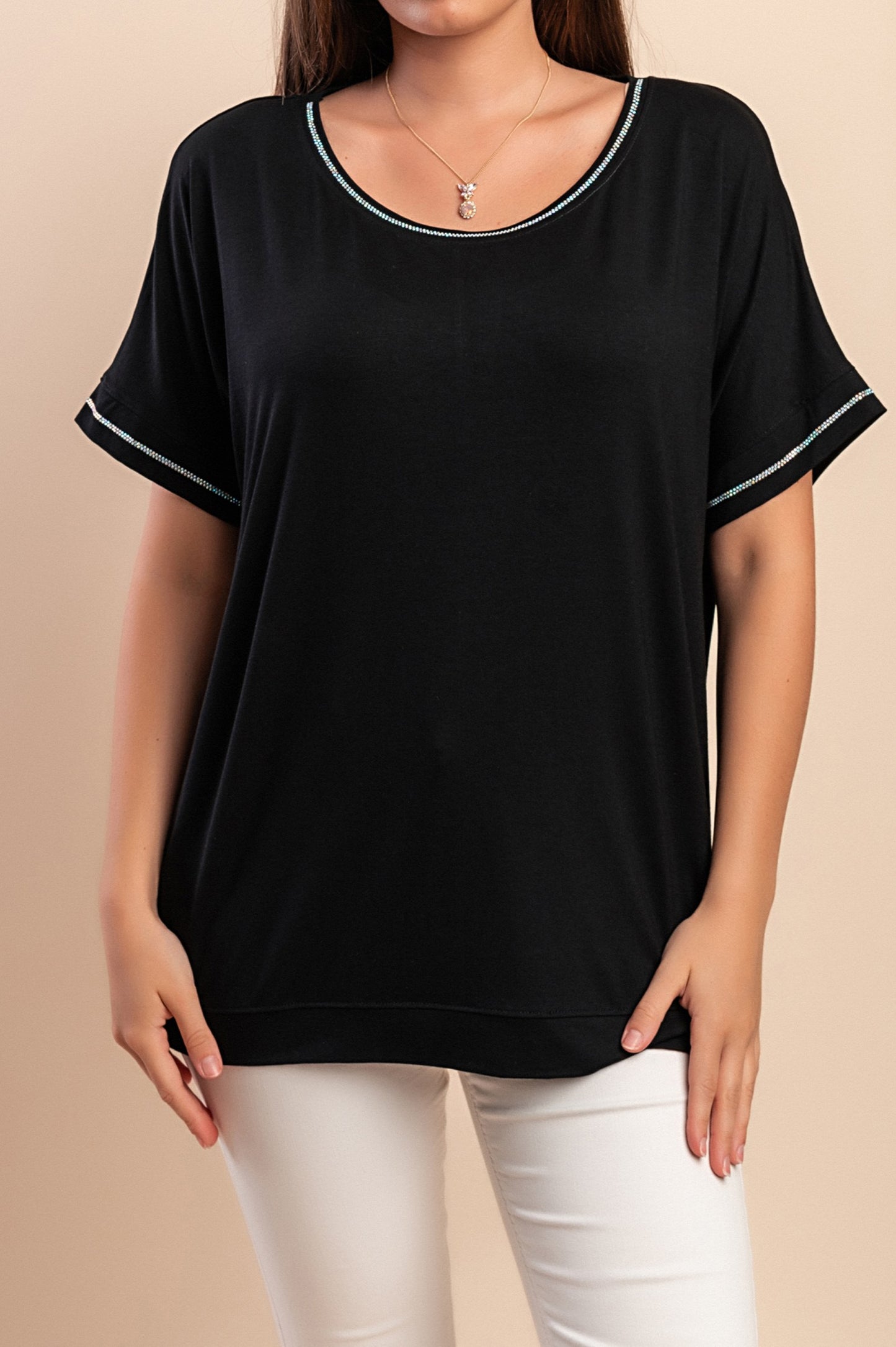 T-shirt in viscosa, nera