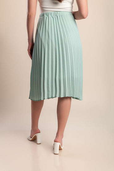 Gonna midi plissettata taglie forti, menta
