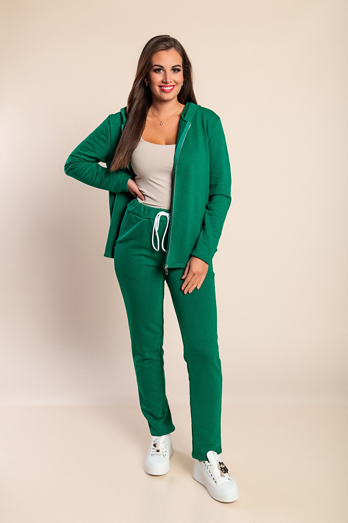 Completo tuta con zip, grigio chiaro