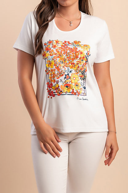 T-shirt in cotone con stampa, nera