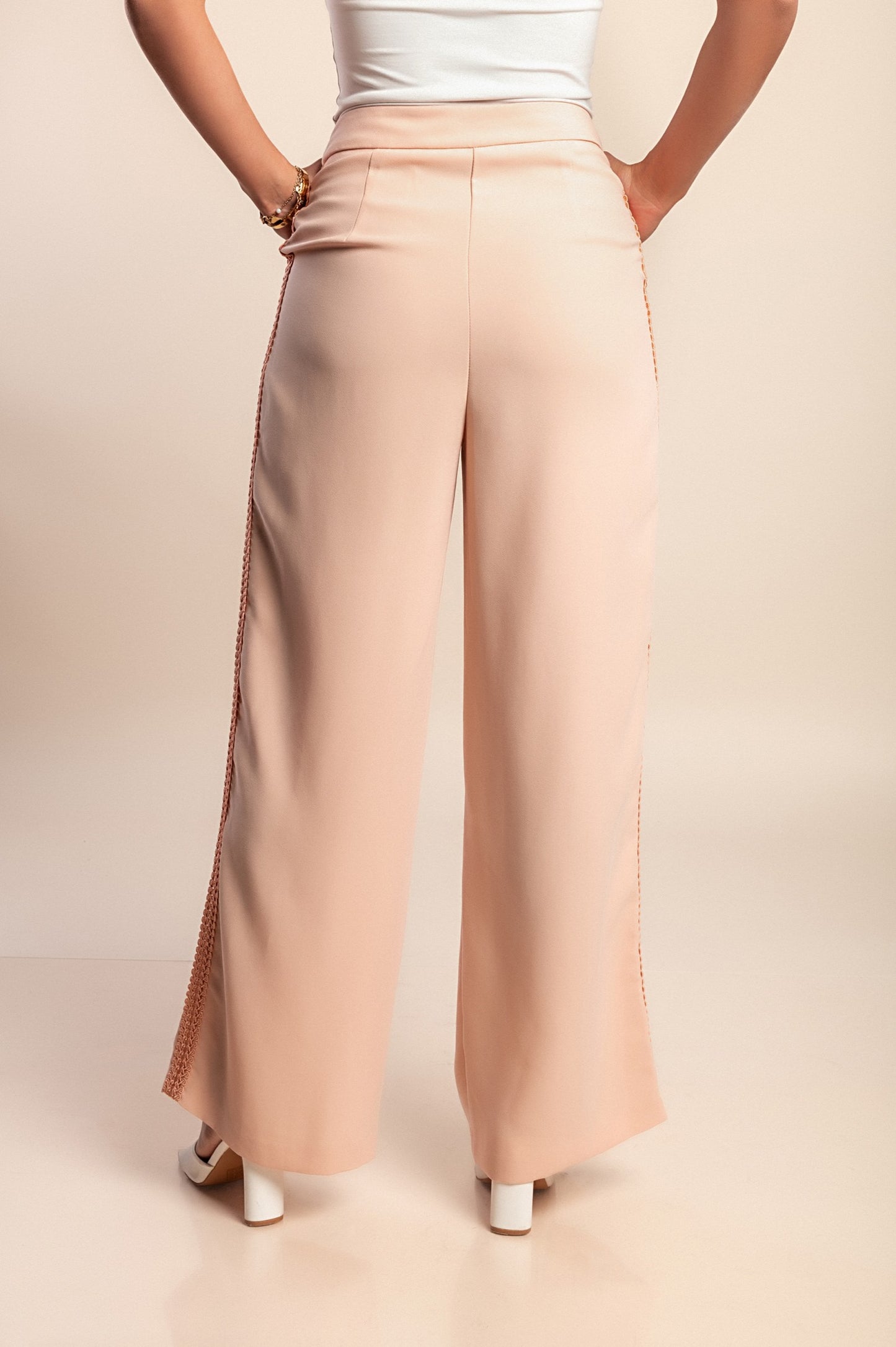 Pantaloni eleganti a gamba larga, rosa