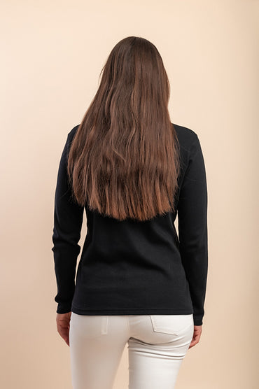 Maglia in cotone a maniche lunghe, nera