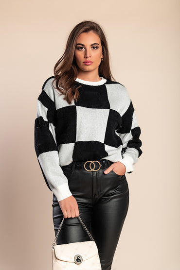 Maglione a quadri, grigio