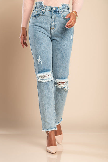 Jeans a gamba dritta, colore azzurro