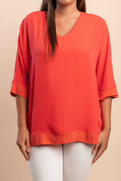 Blusa a manica 3/4, Corallo