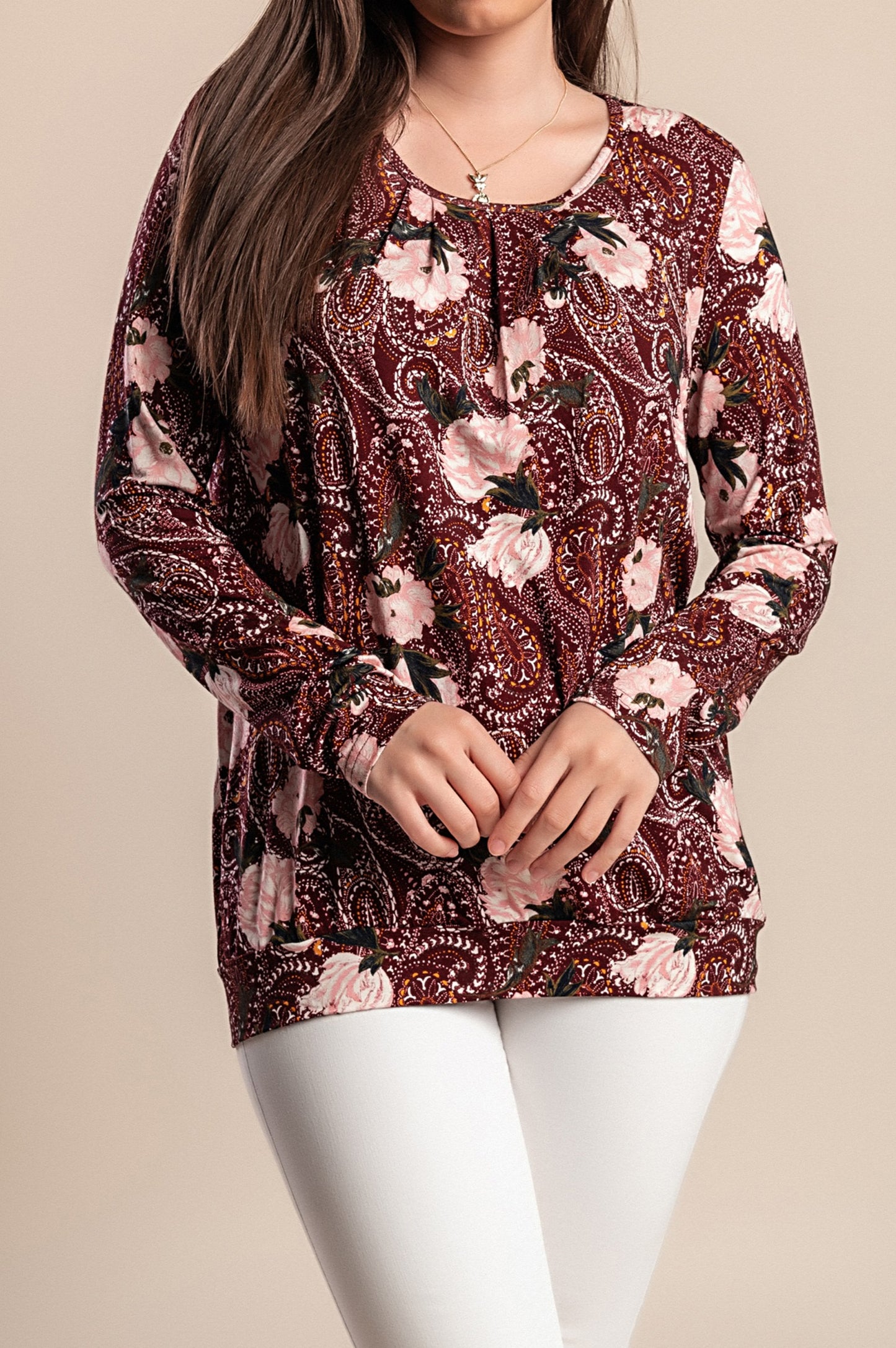 Camicetta stampata, bordeaux