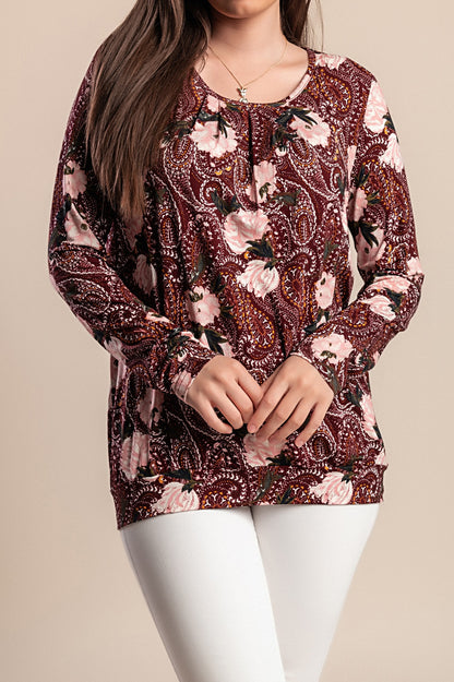 Camicetta stampata, bordeaux