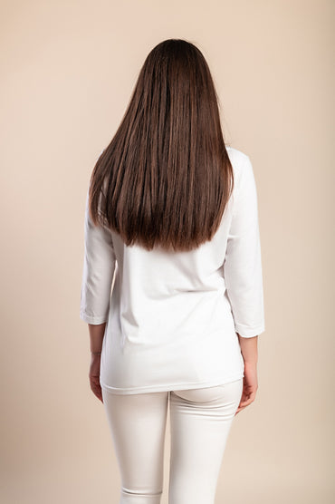 Top stampato taglie forti, bianco