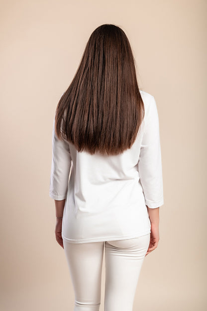 Top stampato taglie forti, bianco