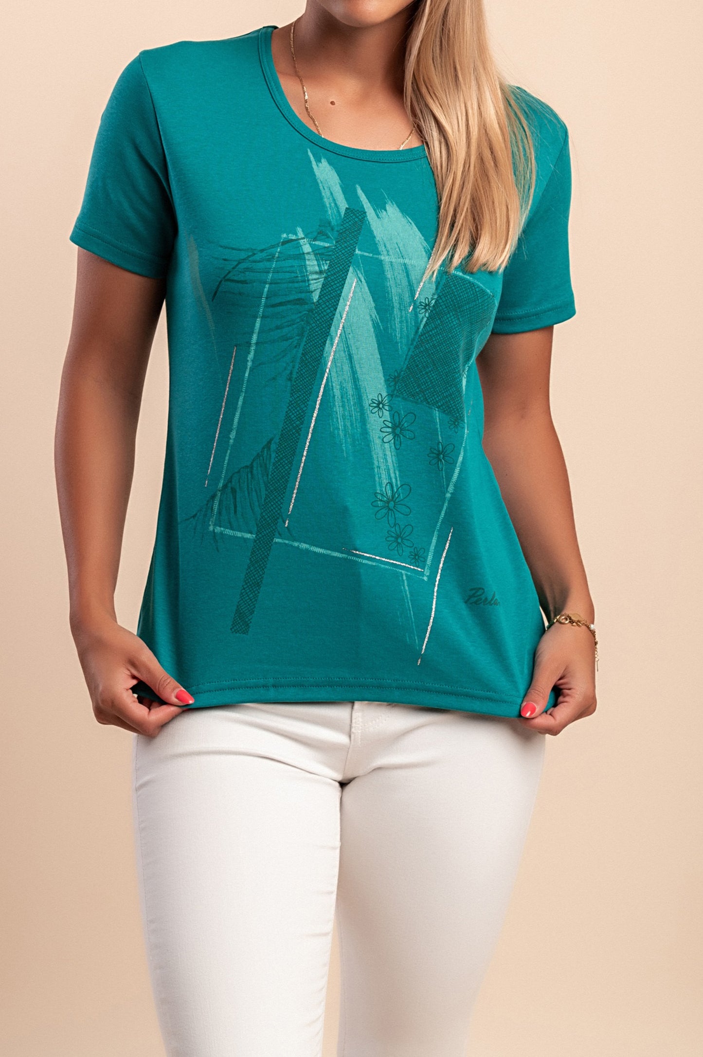 T-shirt in cotone con stampa, verde