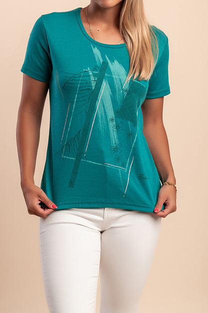 T-shirt in cotone con stampa, verde