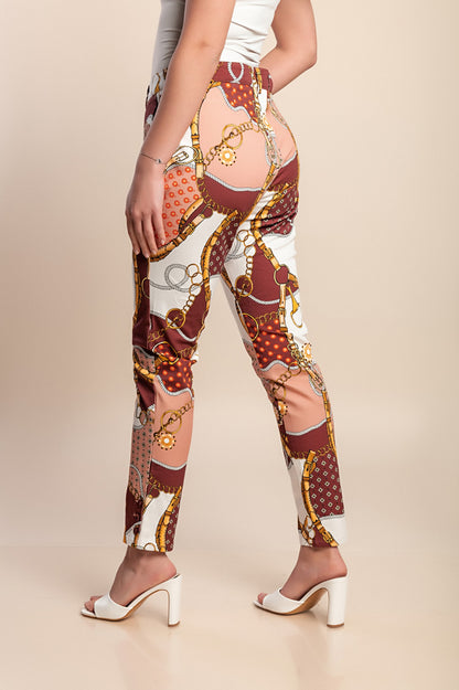 Pantaloni in cotone stampato, multicolore