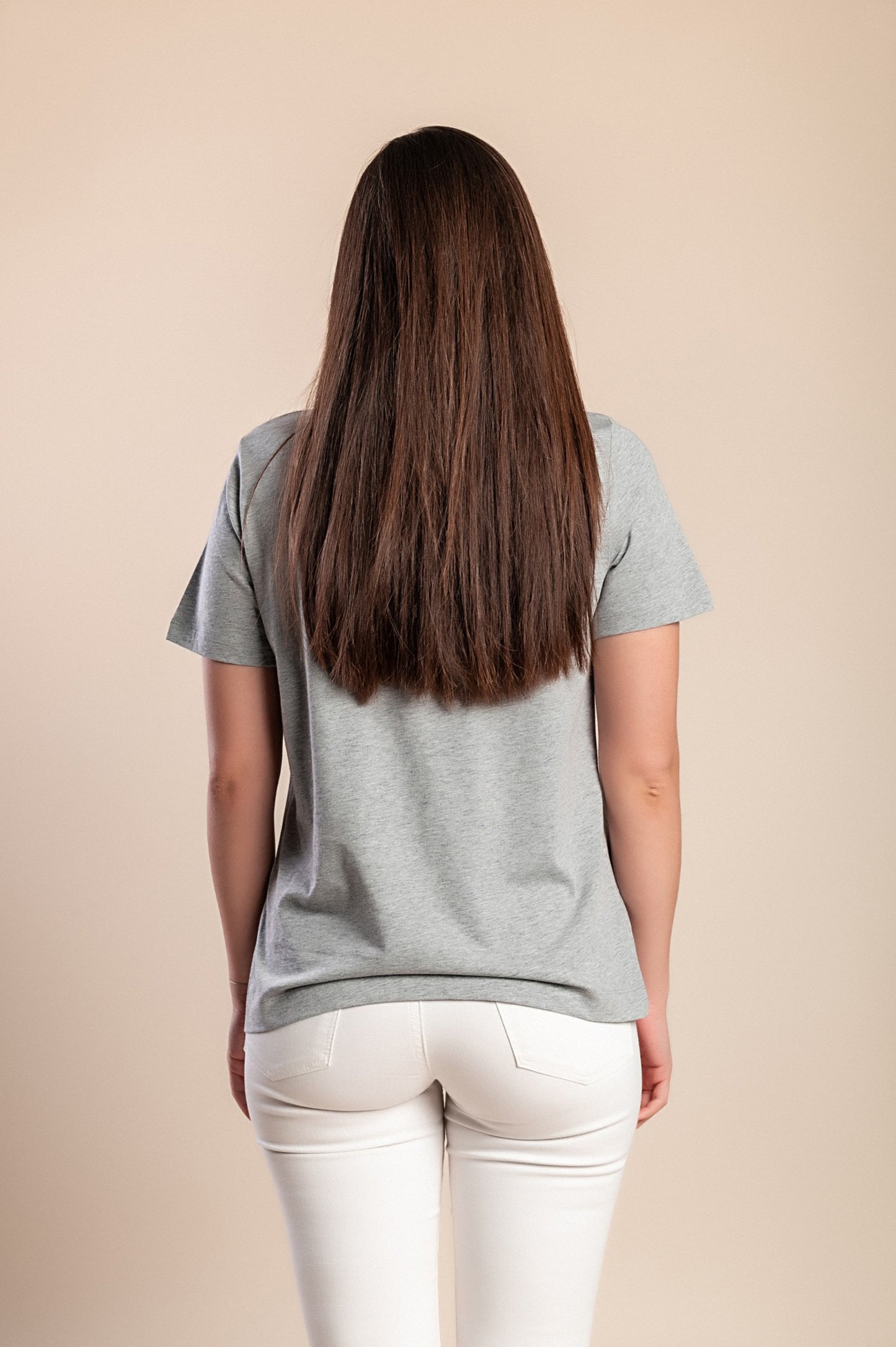 T-shirt in cotone taglie forti con stampa, grigia