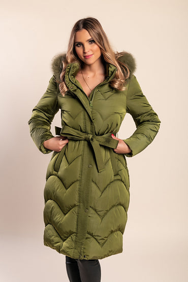 Giacca trapuntata con cappuccio, verde