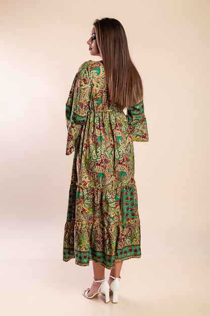 Abito maxi con stampa, blu