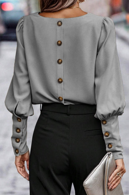 Elegante camicetta con bottoni, beige