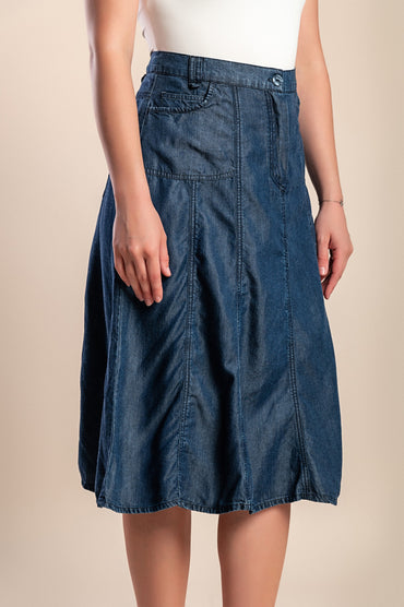 Gonna midi taglie forti, blu