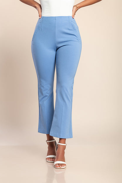 Pantaloni eleganti in cotone, azzurro