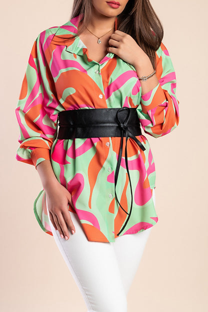 Camicia lunga con stampa, multicolore