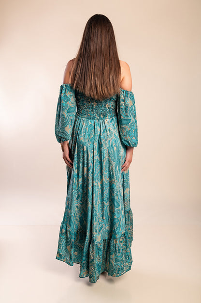 Abito maxi con stampa, multicolore