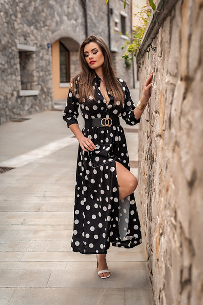 VESTITO MAXI ELEGANTE CON STAMPO MORI