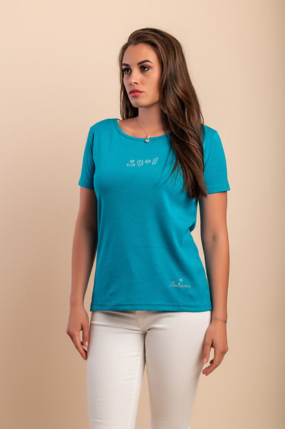 T-shirt in cotone con scollo rotondo, rossa