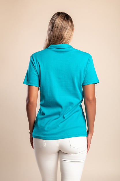 T-shirt in cotone con stampa, turchese