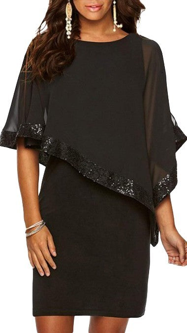 Vestito elegante con mantellina Arlet, bordo