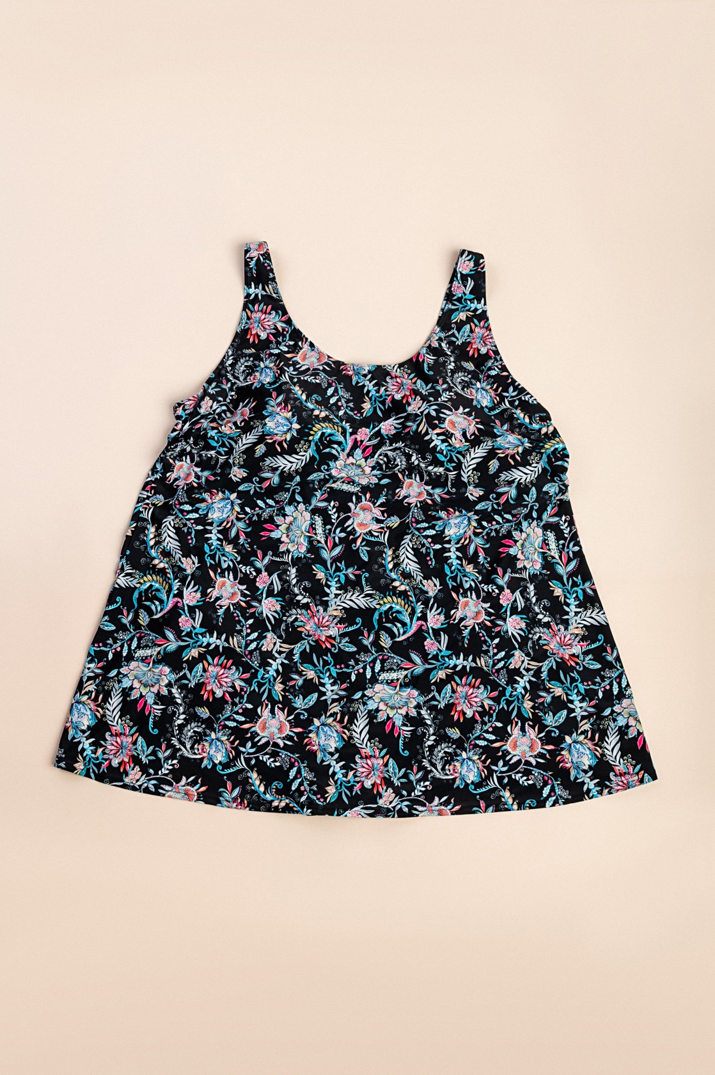 Costume da bagno taglie forti con stampa floreale, nero