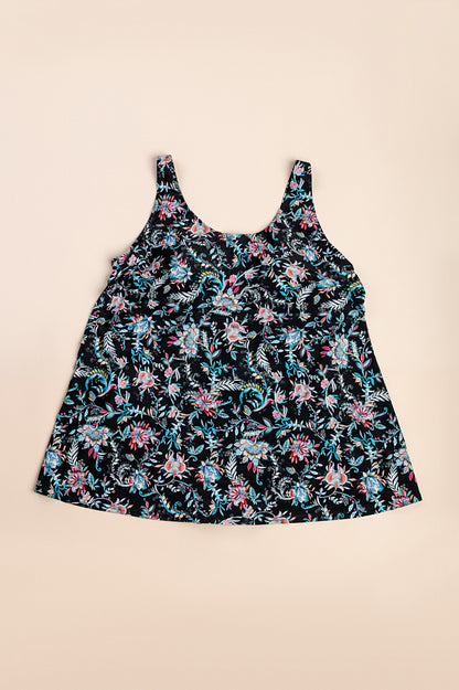 Costume da bagno taglie forti con stampa floreale, nero