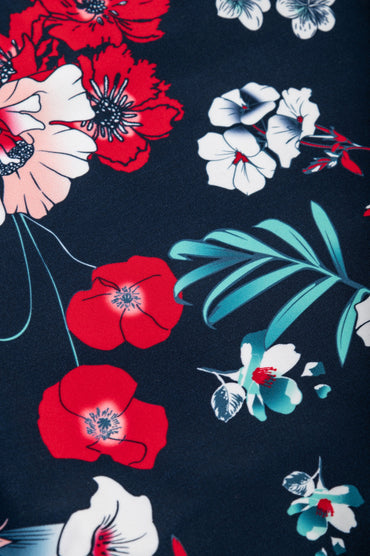 Costume da bagno taglie forti con stampa floreale, blu scuro