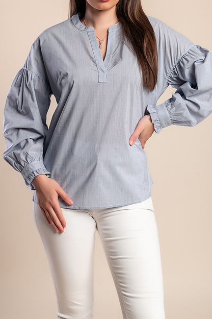 Camicetta in cotone taglie forti, azzurra