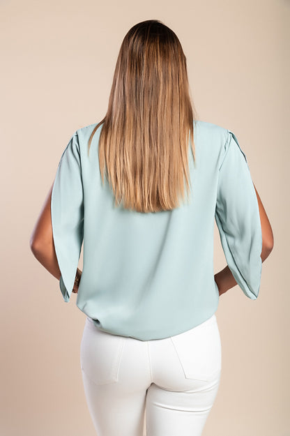 Blusa elegante ampia con scollo asimmetrico, menta